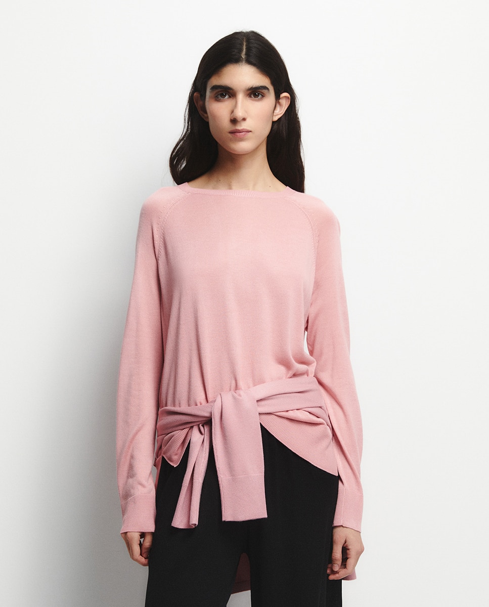 Camisola de Malha Fina Rosa-escuro-1