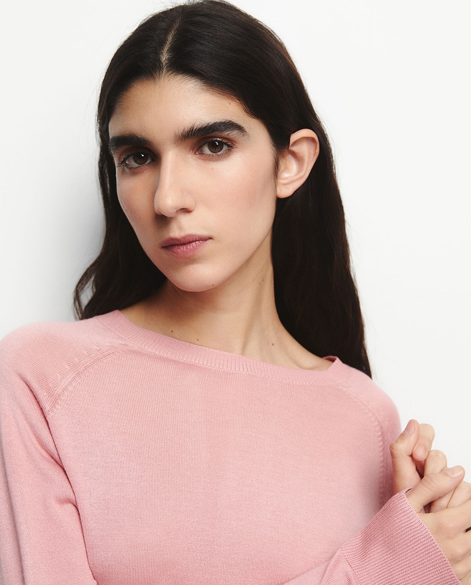 Camisola de Malha Fina Rosa-escuro-3