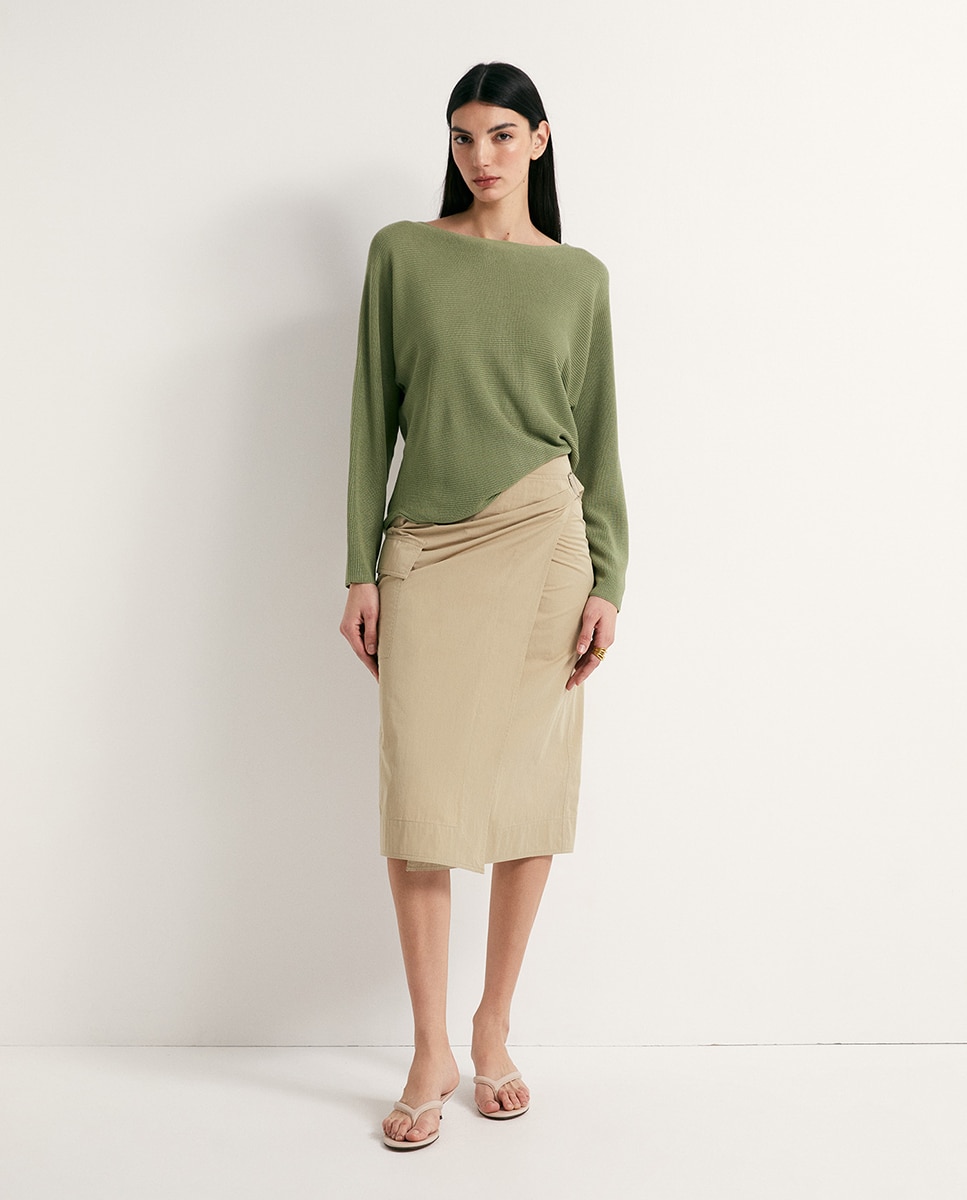 Camisola de Malha com Manga Morcego Verde-2