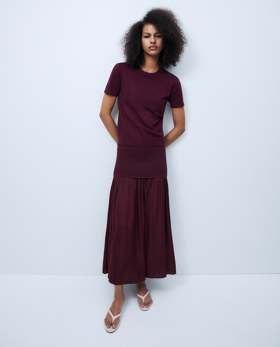 Camisola de malha com manga curta Bordeaux-2