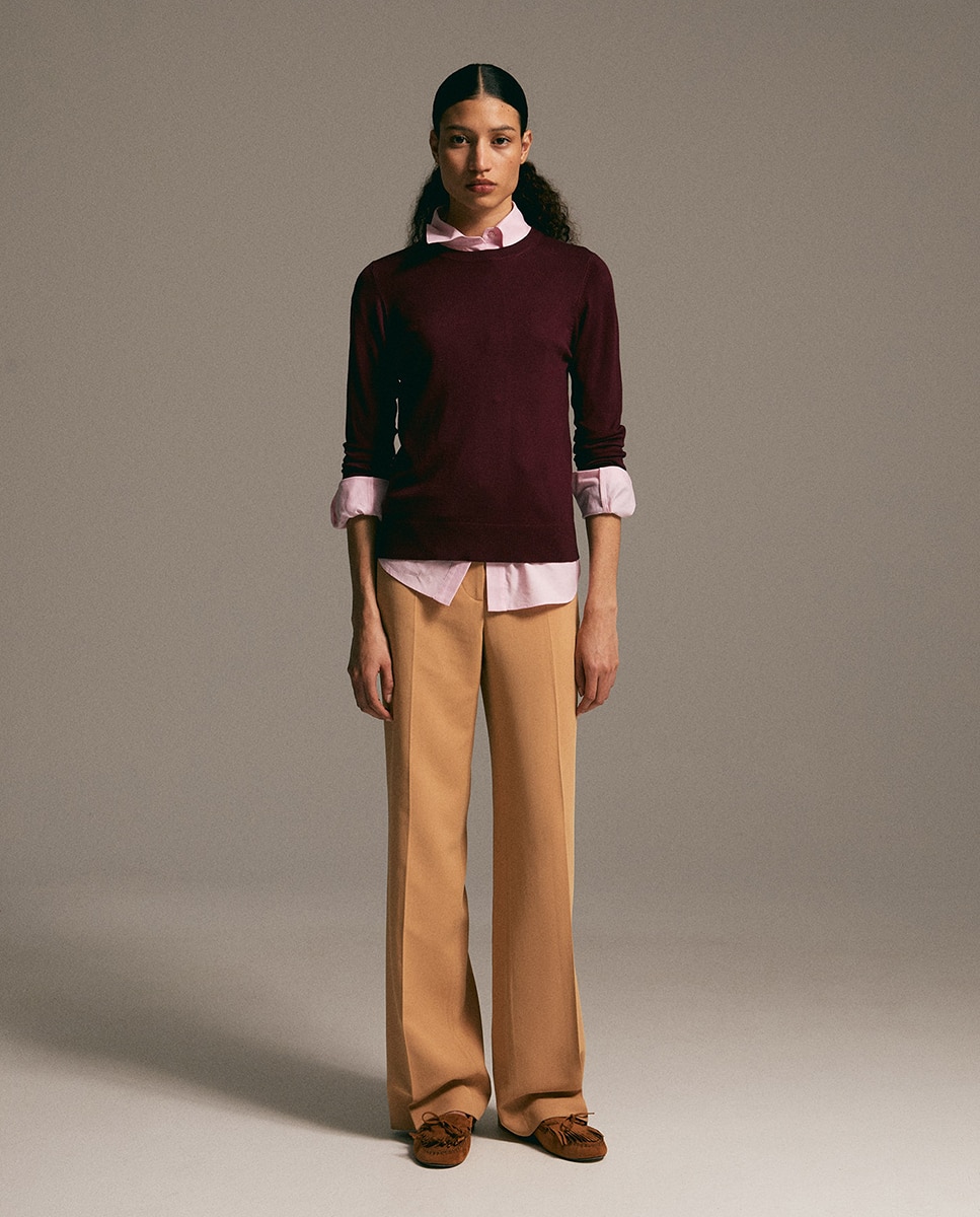 Camisola de Malha com Ponto Liso Bordeaux-3