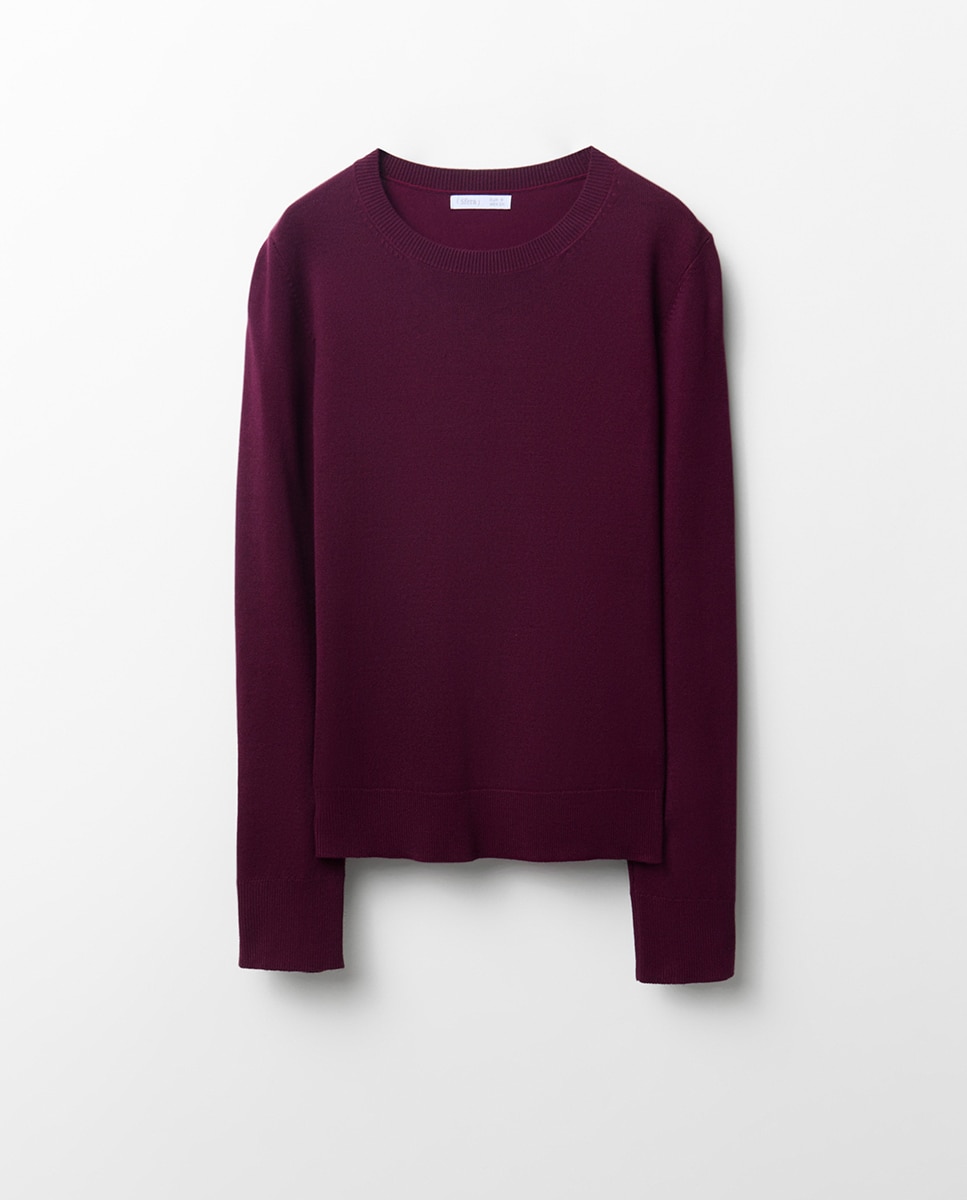 Camisola de Malha com Ponto Liso Bordeaux-7