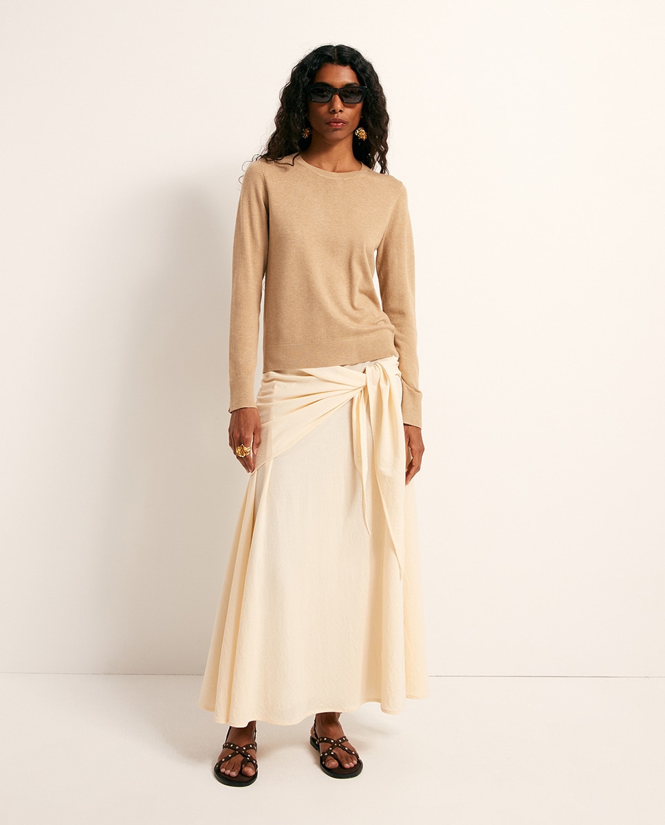 Camisola de Malha com Ponto Liso 730 Camel-2