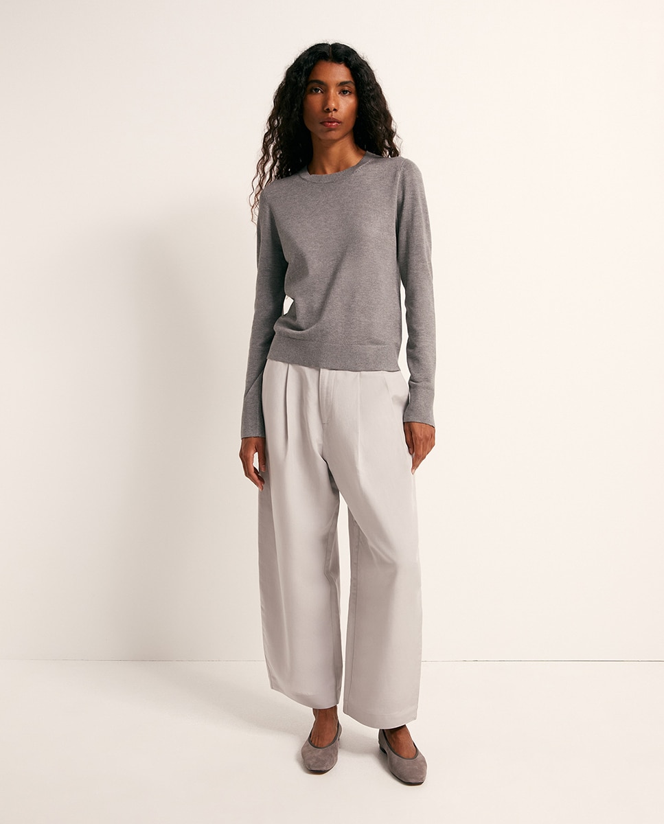 Camisola de Malha com Ponto Liso 820 Cinzento Médio-2