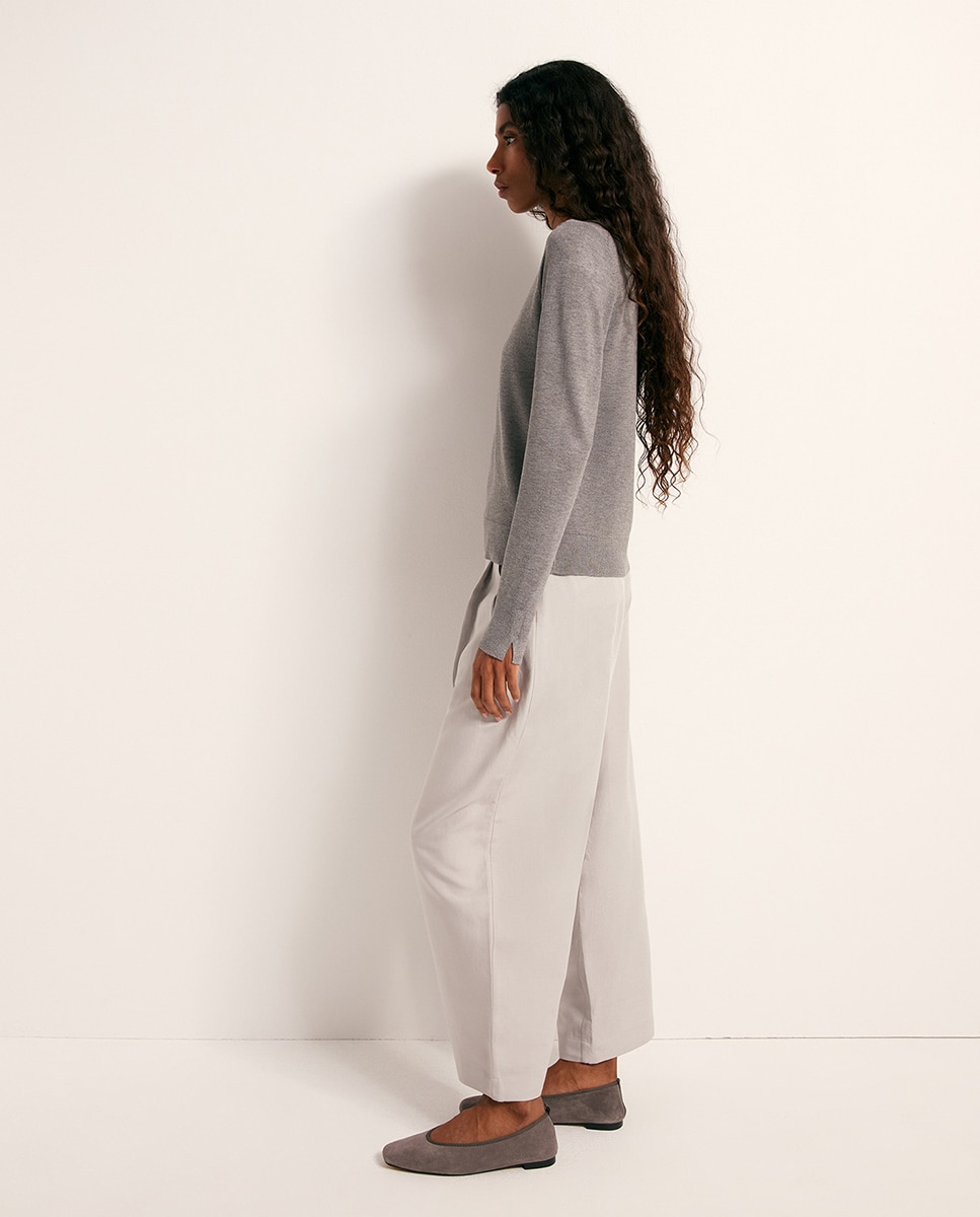 Camisola de Malha com Ponto Liso 820 Cinzento Médio-4