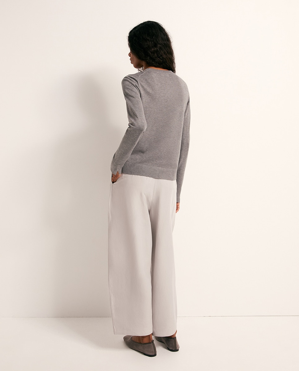 Camisola de Malha com Ponto Liso 820 Cinzento Médio-5