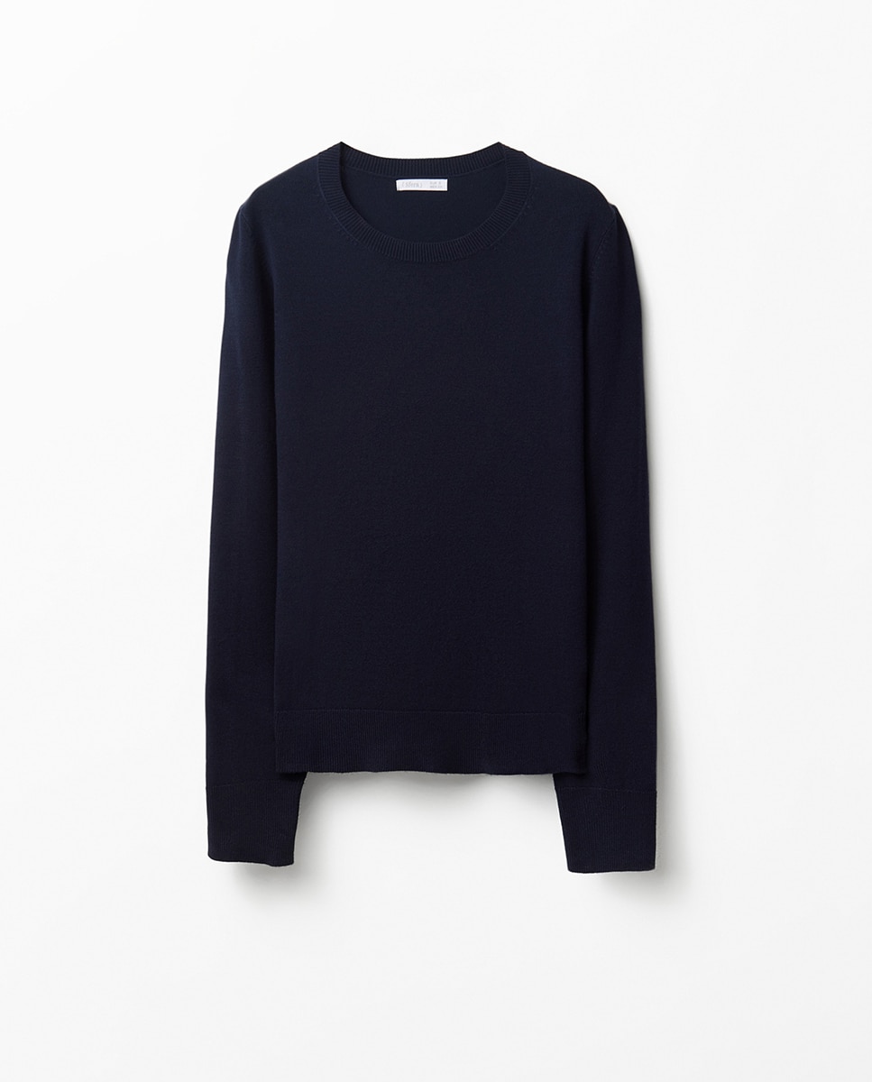 Camisola de Malha com Ponto Liso Azul-marinho-7