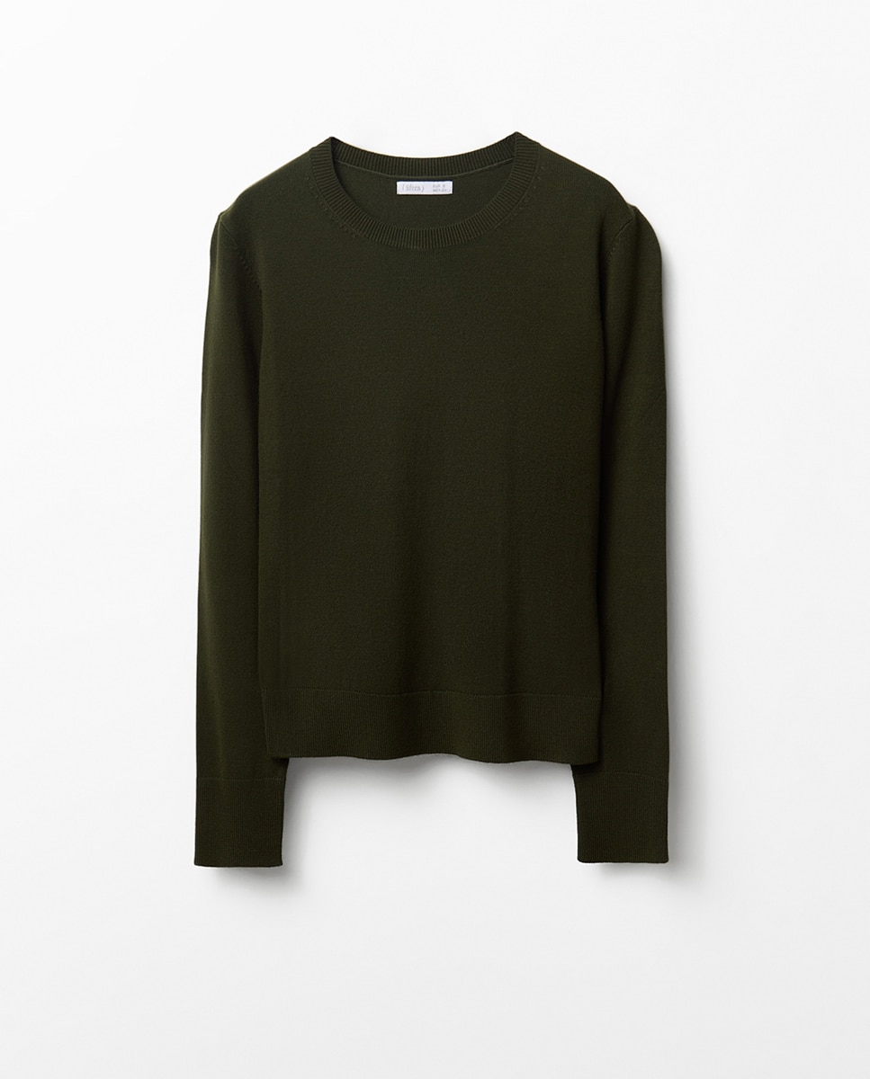 Camisola de Malha com Ponto Liso 530 Verde Escuro-5