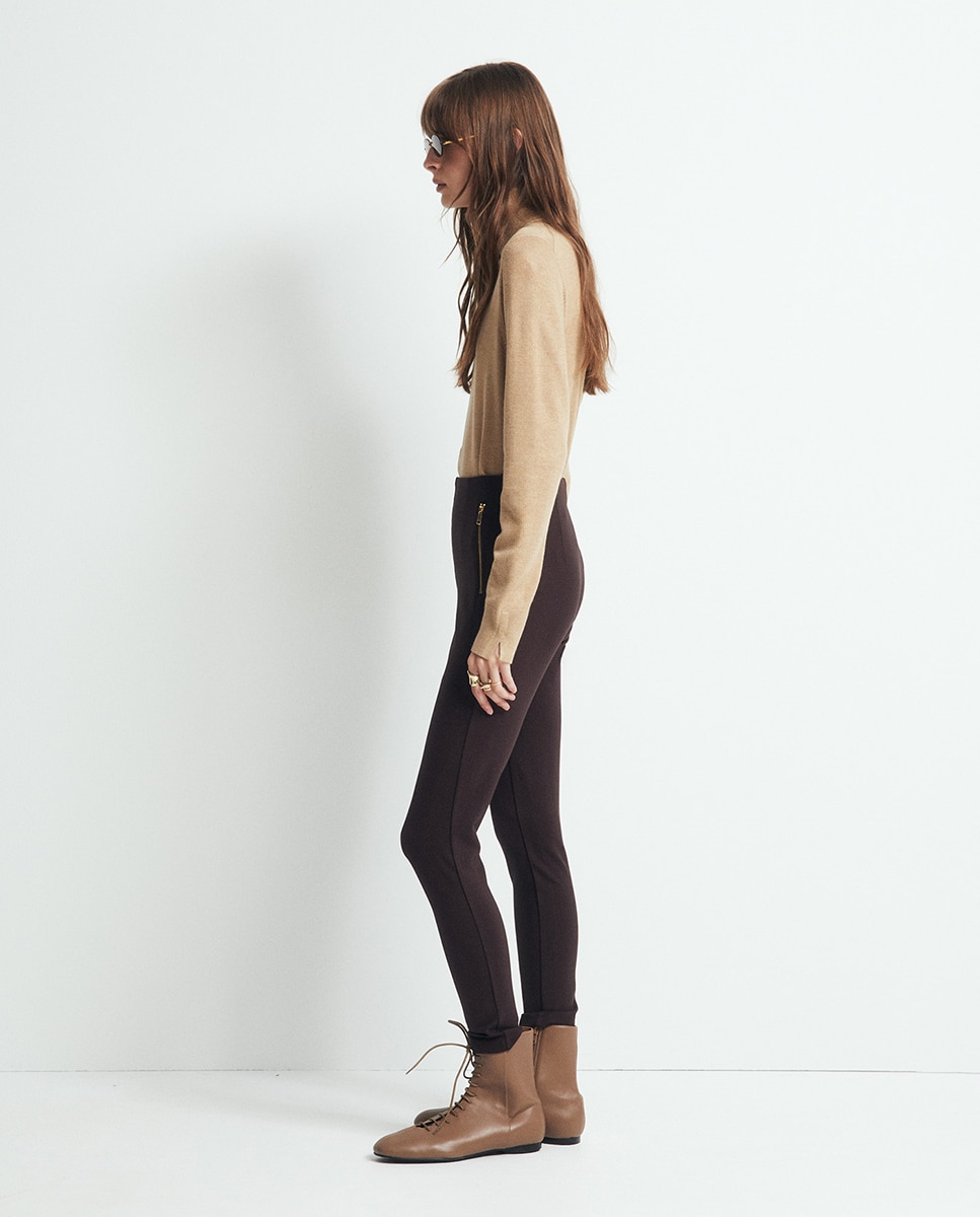 Camisola de malha com gola dobrada 730 Camel-4