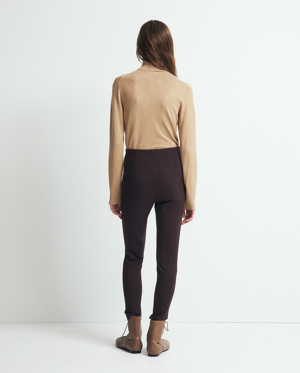 Camisola de malha com gola dobrada 730 Camel-5