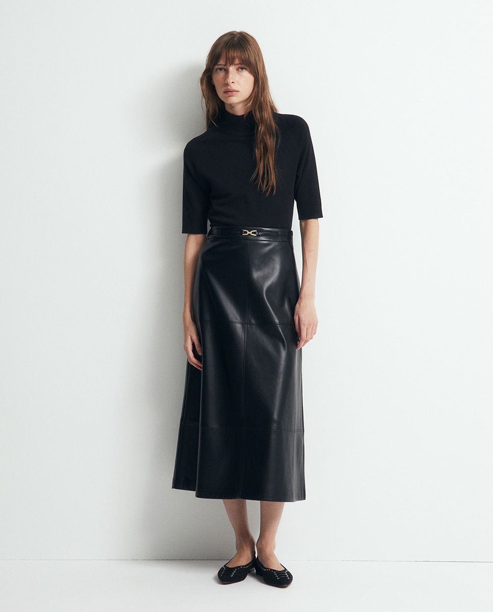 Camisola de malha com meia gola Preto-2