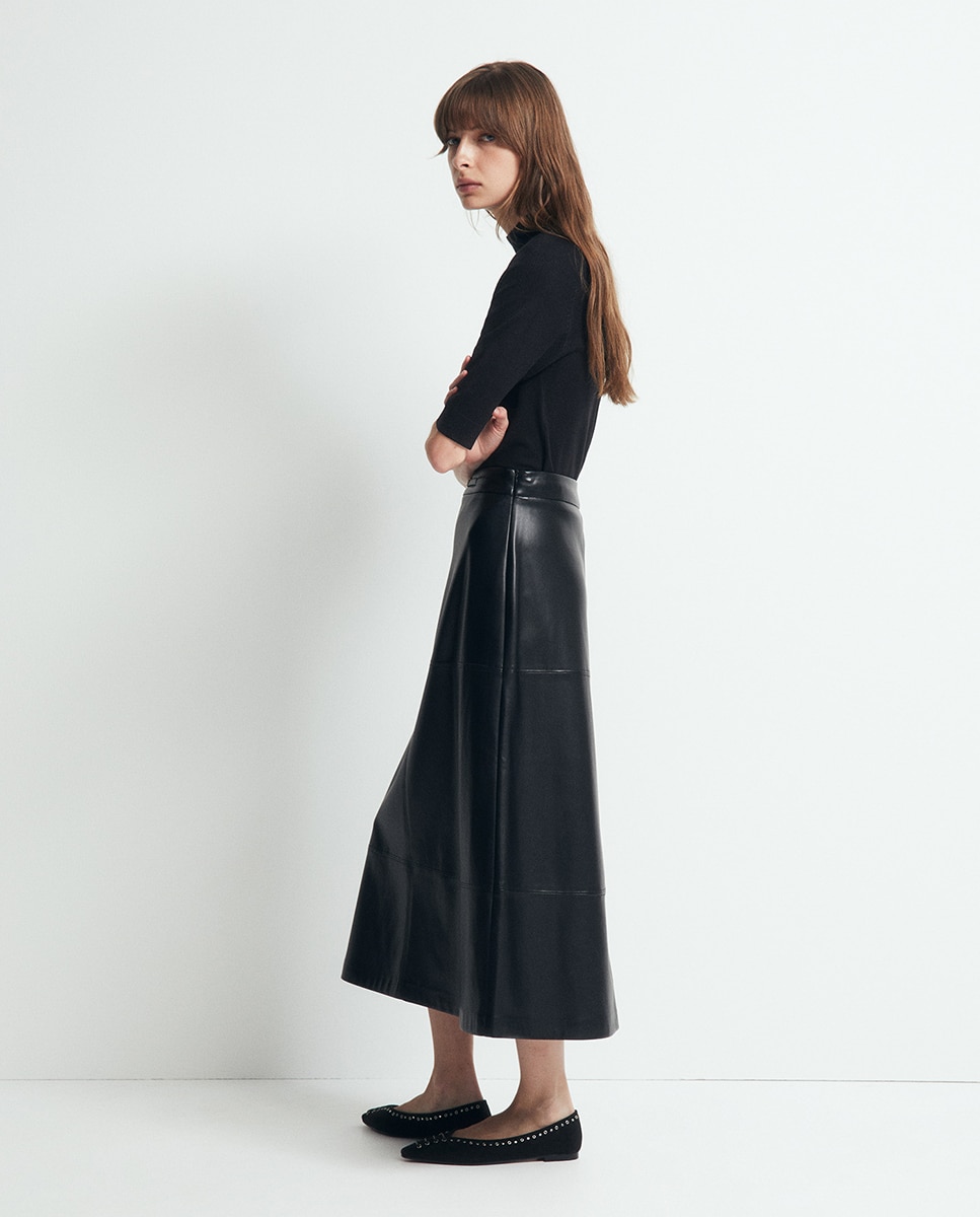 Camisola de malha com meia gola Preto-4