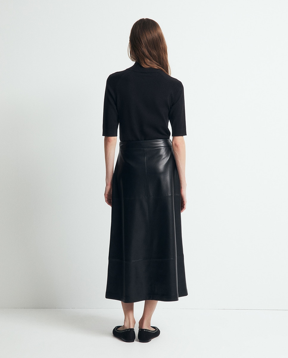 Camisola de malha com meia gola Preto-5