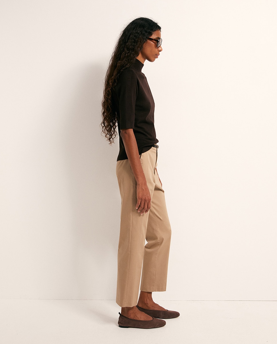 Camisola de malha com meia gola Chocolate-4