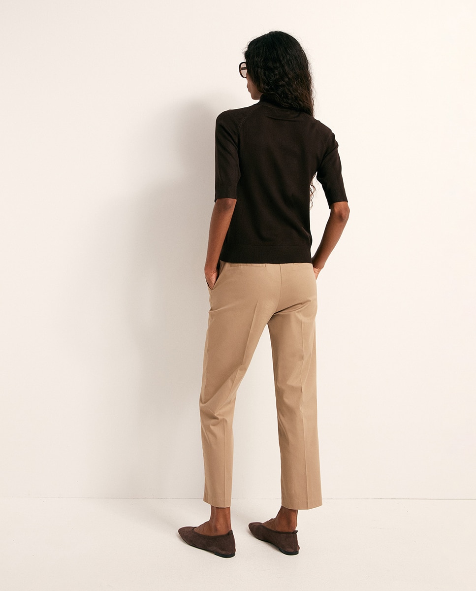 Camisola de malha com meia gola Chocolate-5