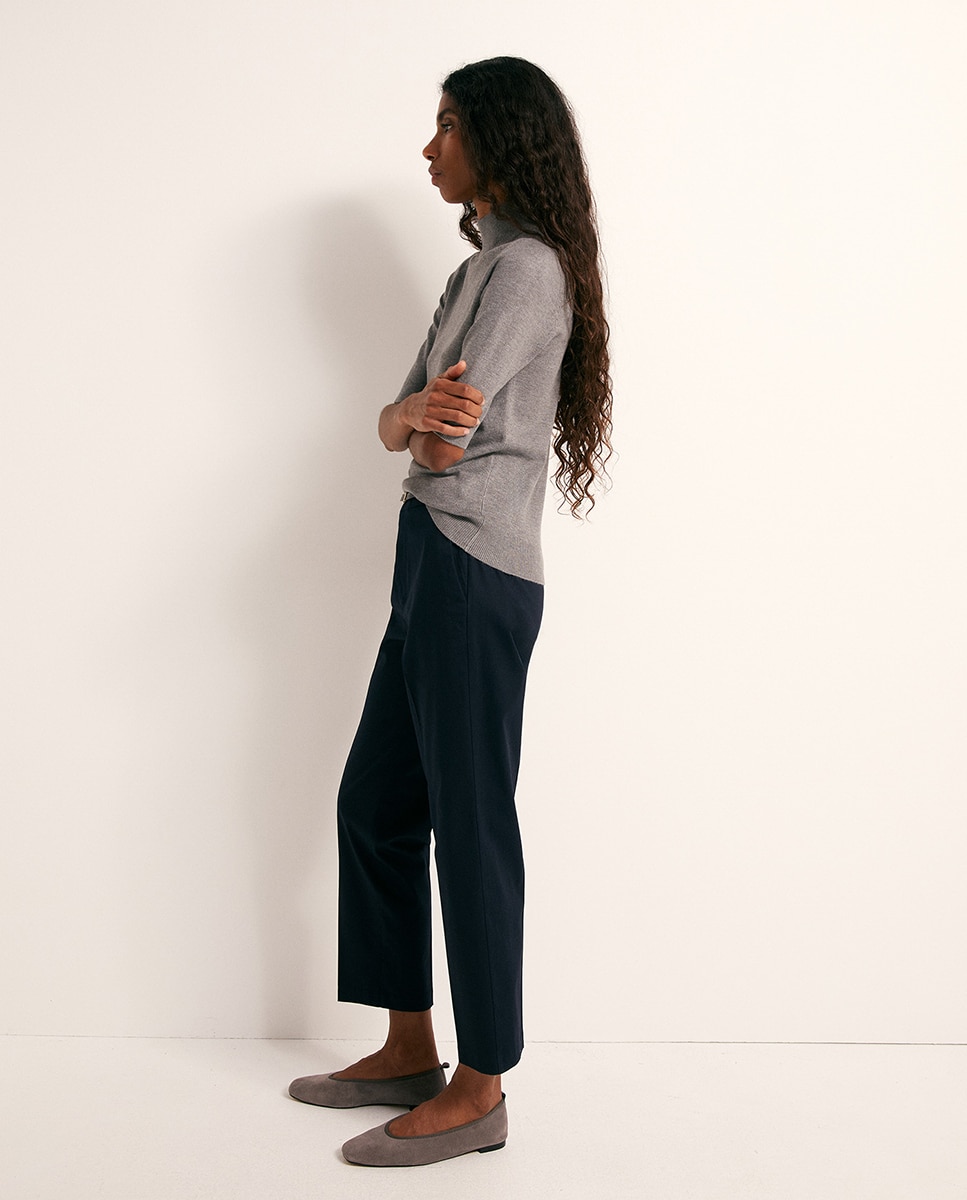 Camisola de malha com meia gola 820 Cinzento Médio-4