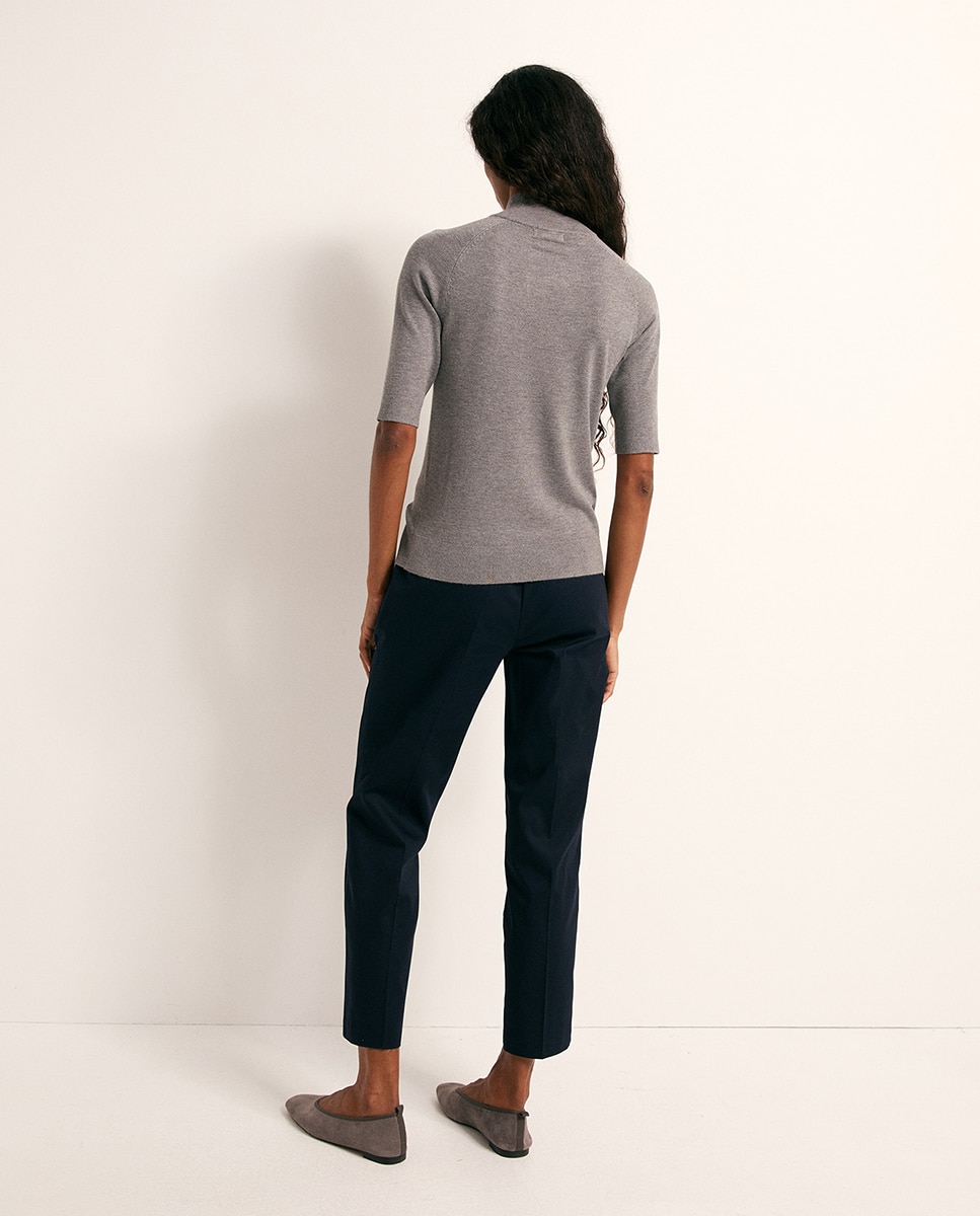 Camisola de malha com meia gola 820 Cinzento Médio-5