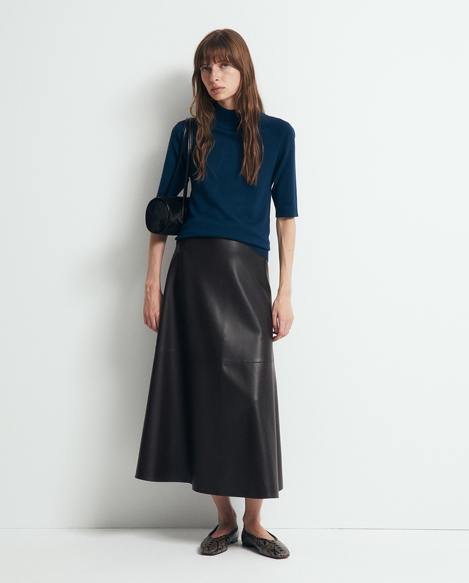 Camisola de malha com meia gola 430 Azul Escuro-2