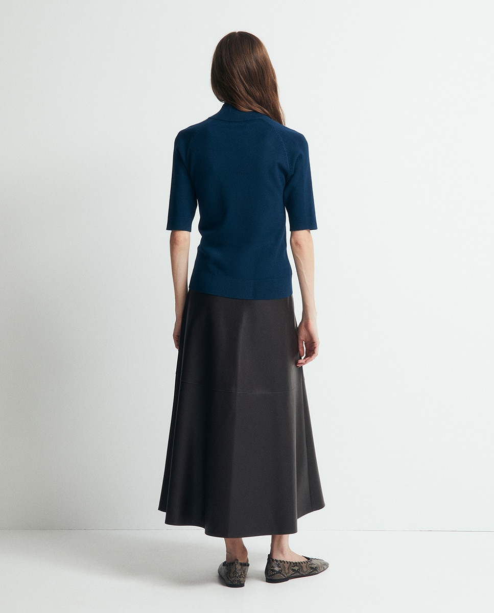 Camisola de malha com meia gola 430 Azul Escuro-5