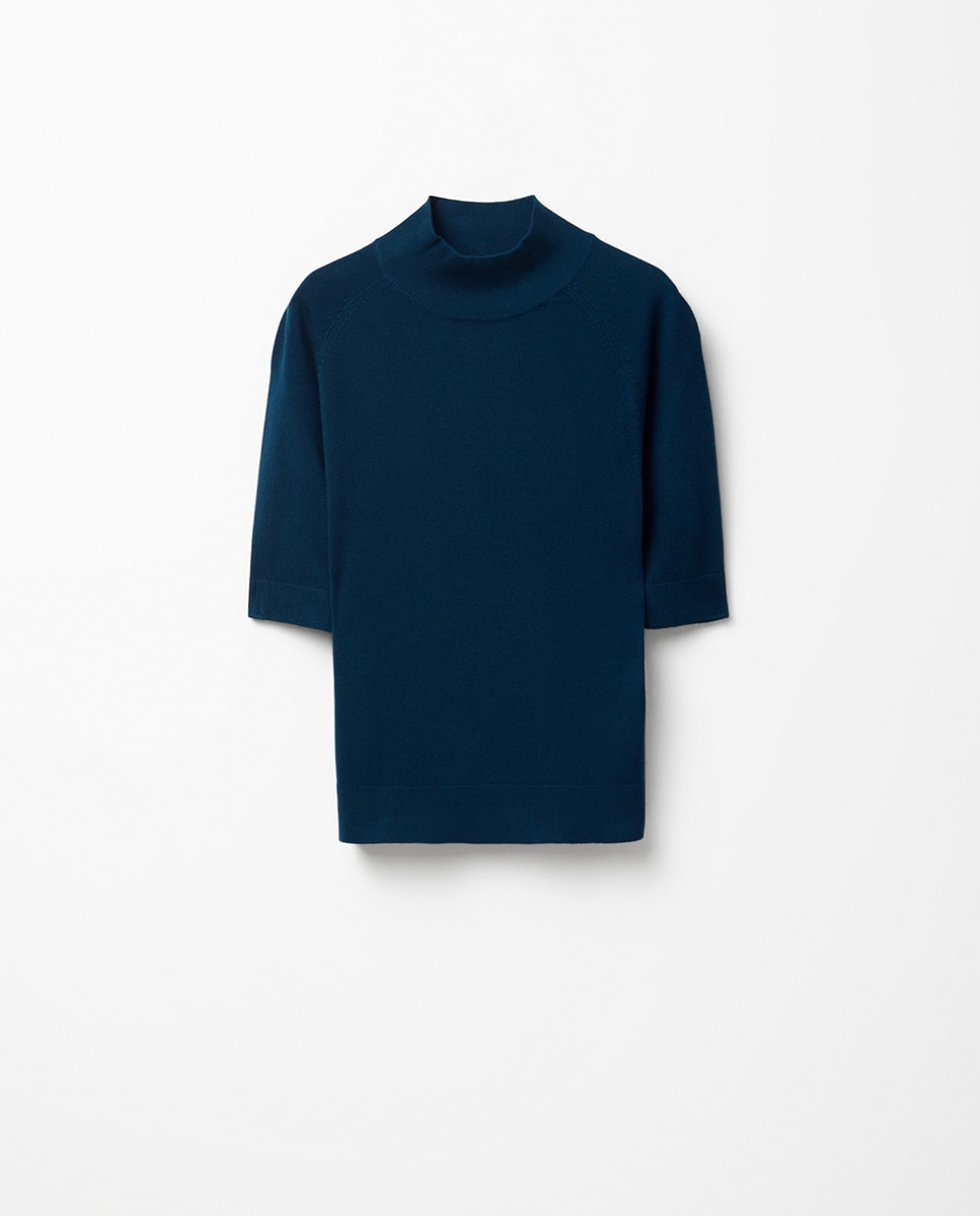Camisola de malha com meia gola 430 Azul Escuro-6