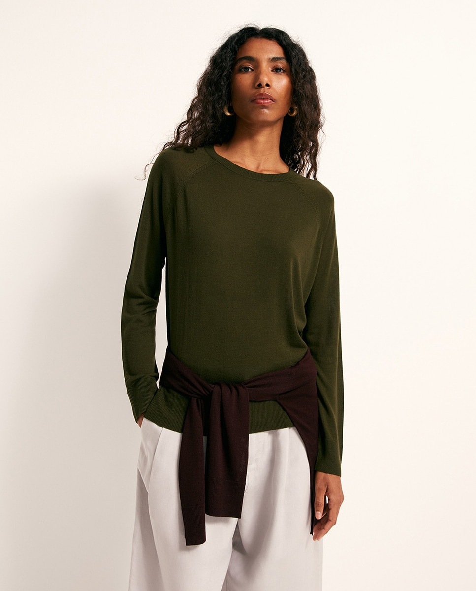 Jersey básico punto fino - Sfera - 530 Verde oscuro 530 Verde oscuro-1