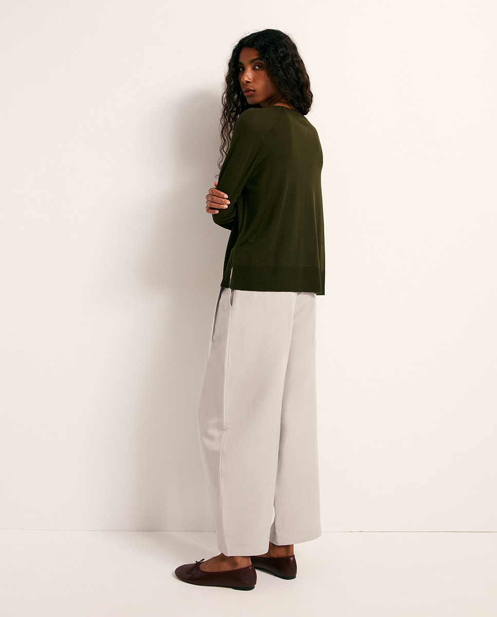 Jersey básico punto fino - Sfera - 530 Verde oscuro 530 Verde oscuro-5