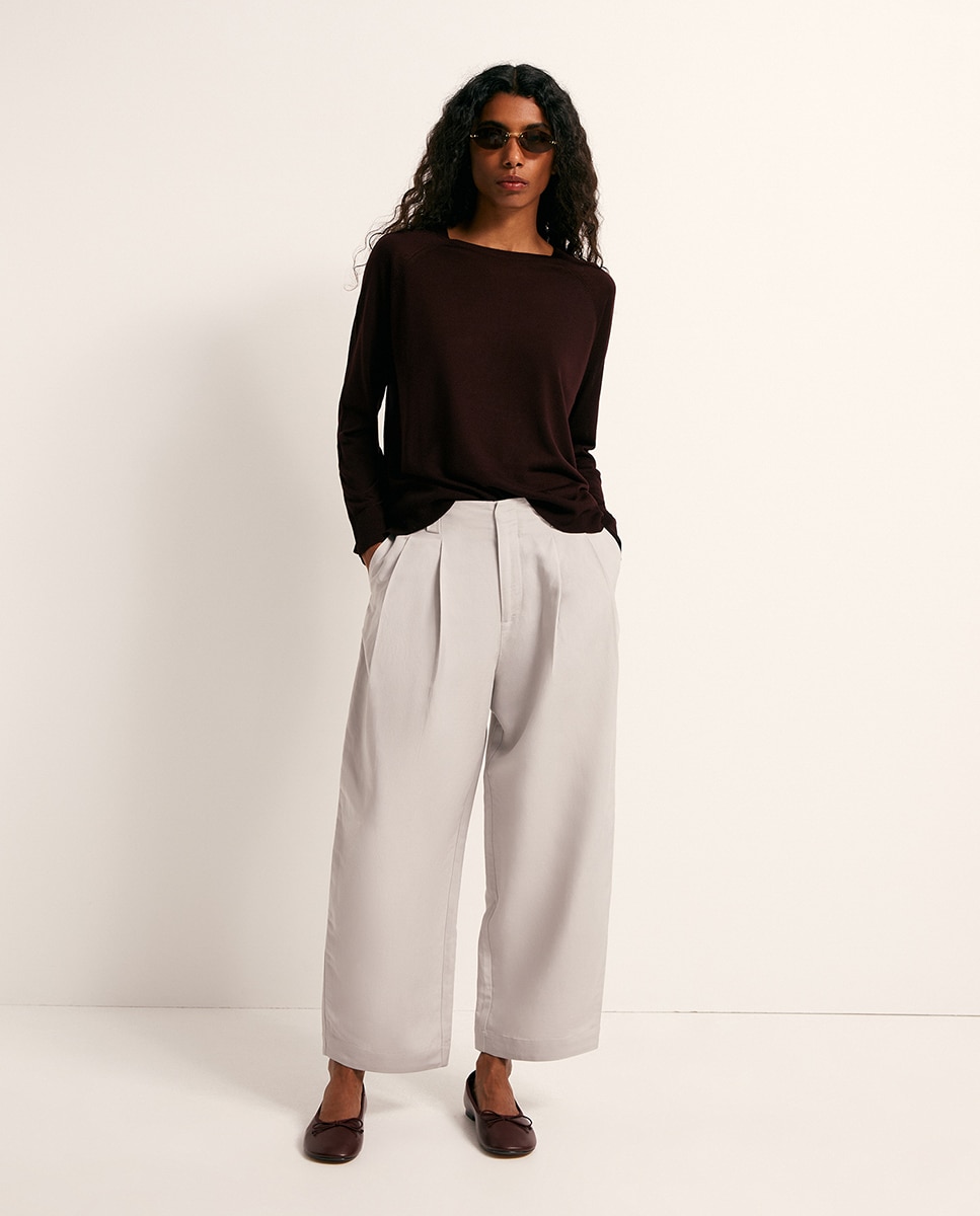 Camisola de malha fina básica 291 Beringela-2