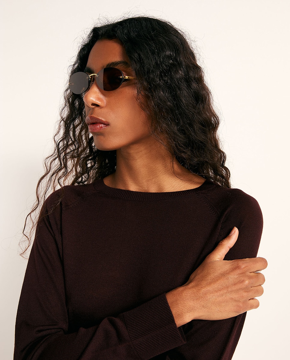 Camisola de malha fina básica 291 Beringela-3