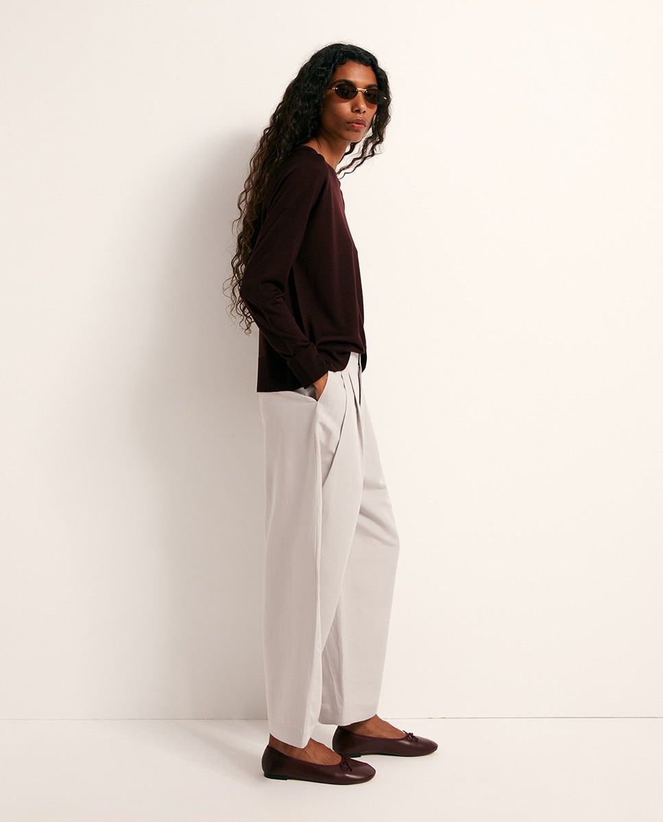 Camisola de malha fina básica 291 Beringela-4