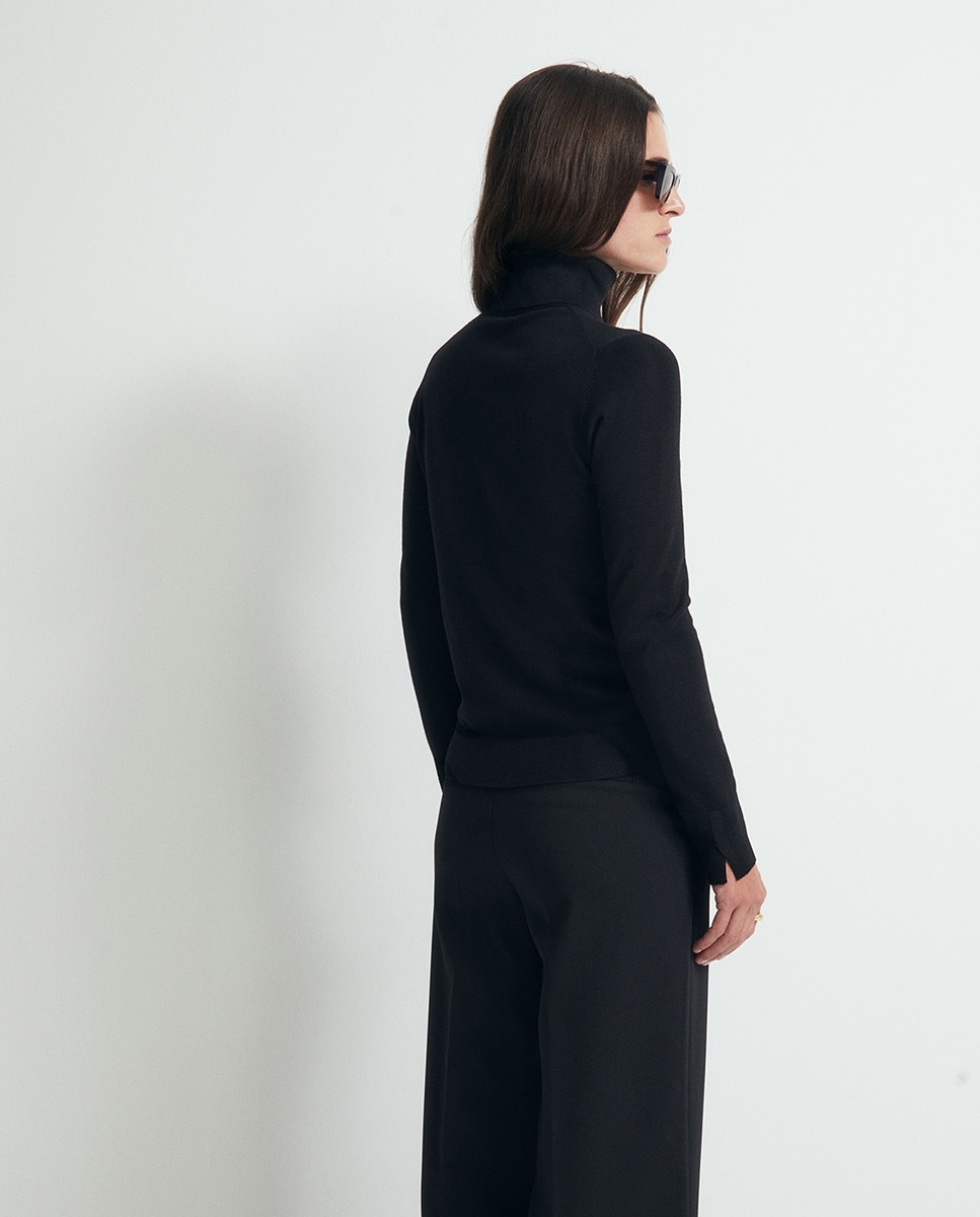 Jersey punto cuello vuelto - Sfera - Negro Negro-5
