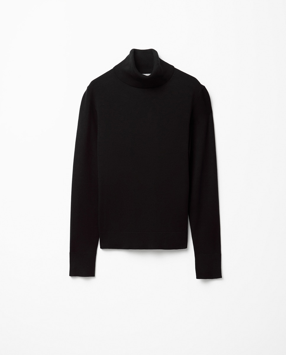 Jersey punto cuello vuelto - Sfera - Negro Negro-6