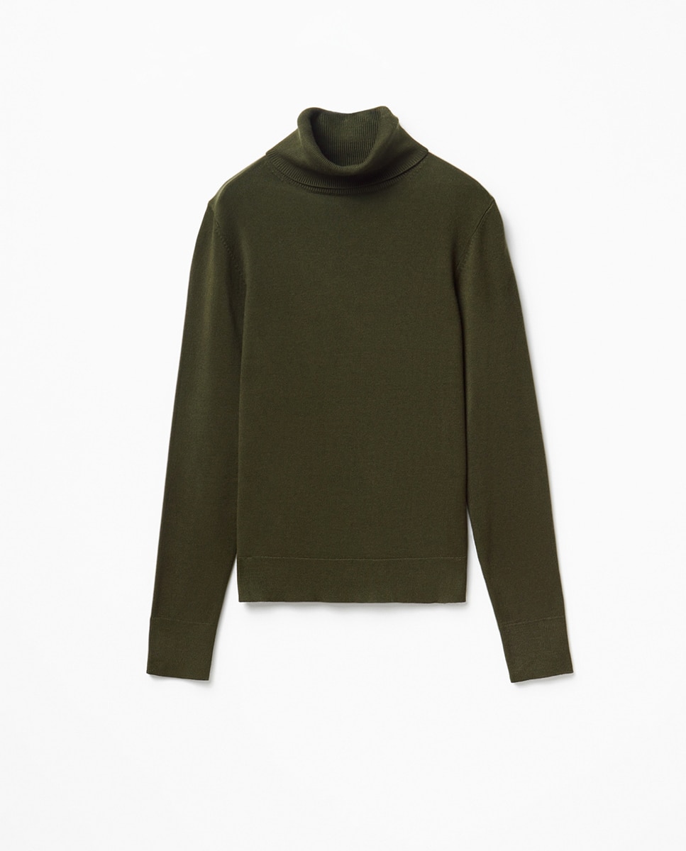Jersey cuello vuelto - Sfera - 530 Verde oscuro 530 Verde oscuro-6