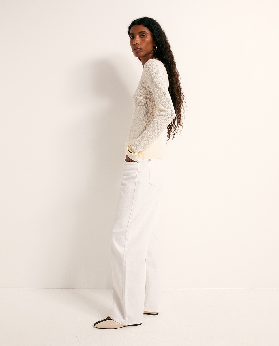 Camisola de malha rendilhada 120 Cru-4