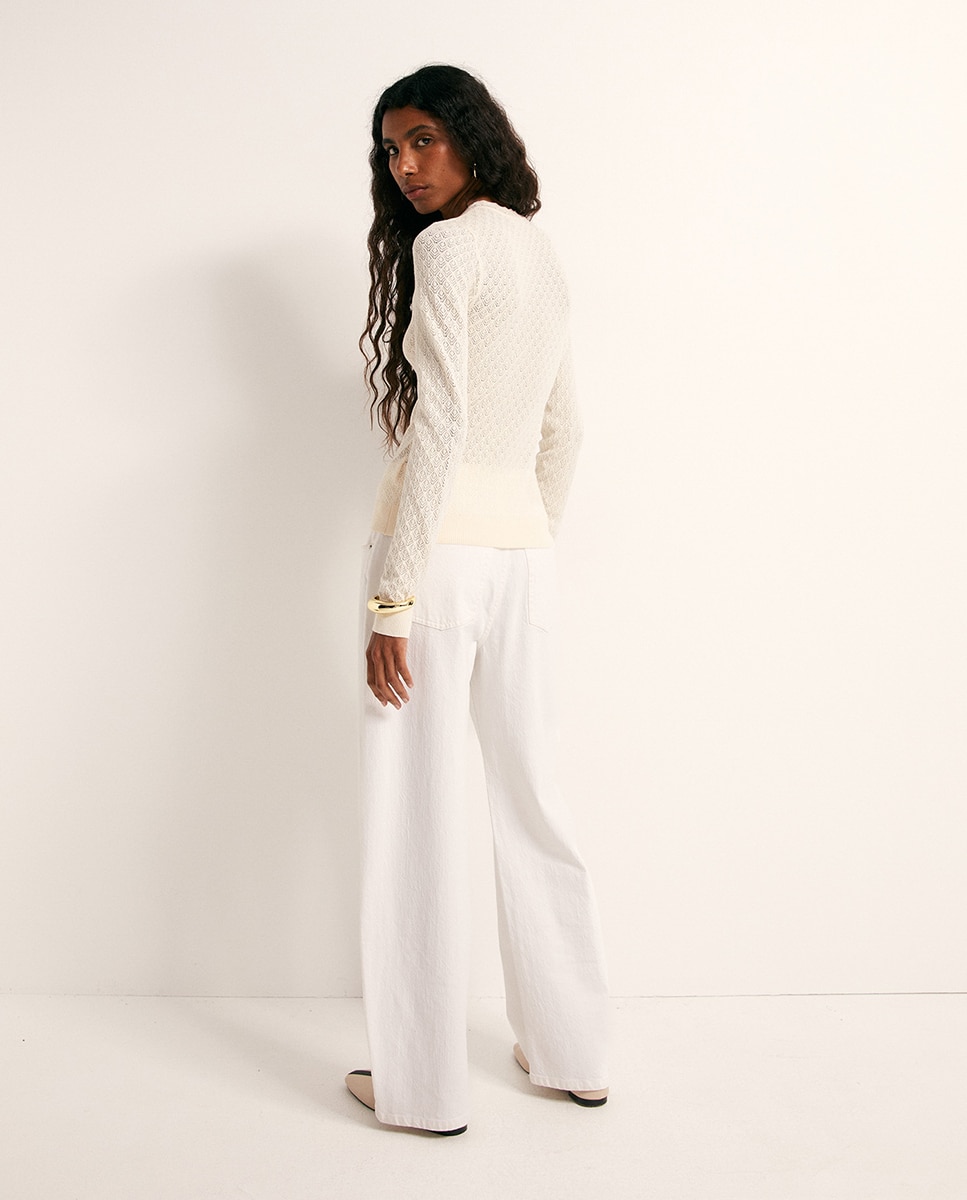 Camisola de malha rendilhada 120 Cru-5