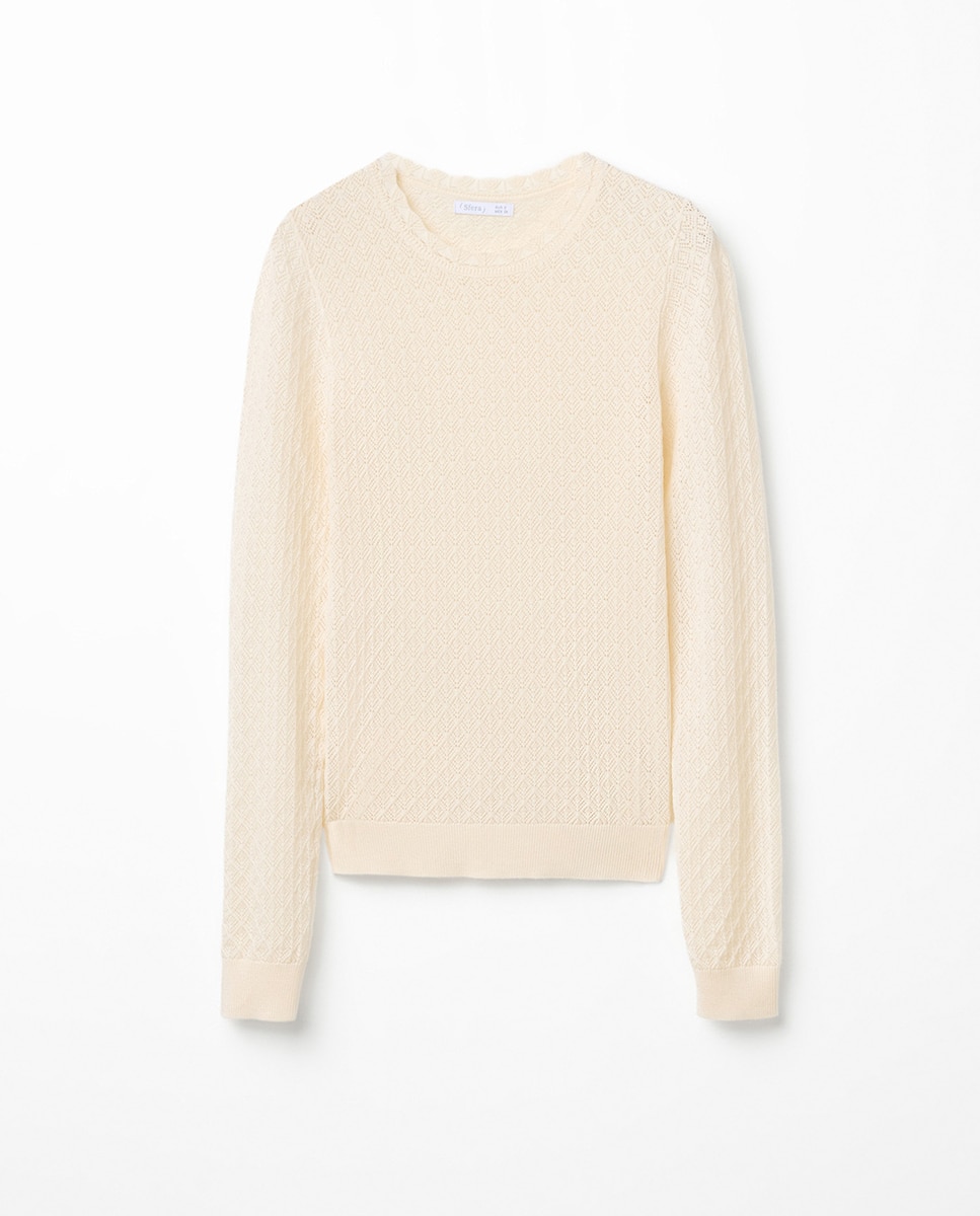 Camisola de malha rendilhada 120 Cru-6