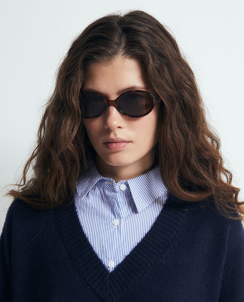 Camisola de Malha Combinada Azul-marinho-3