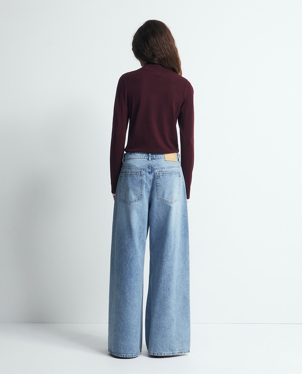 Camisola de Malha com Acabamentos Pointelle Bordeaux-5
