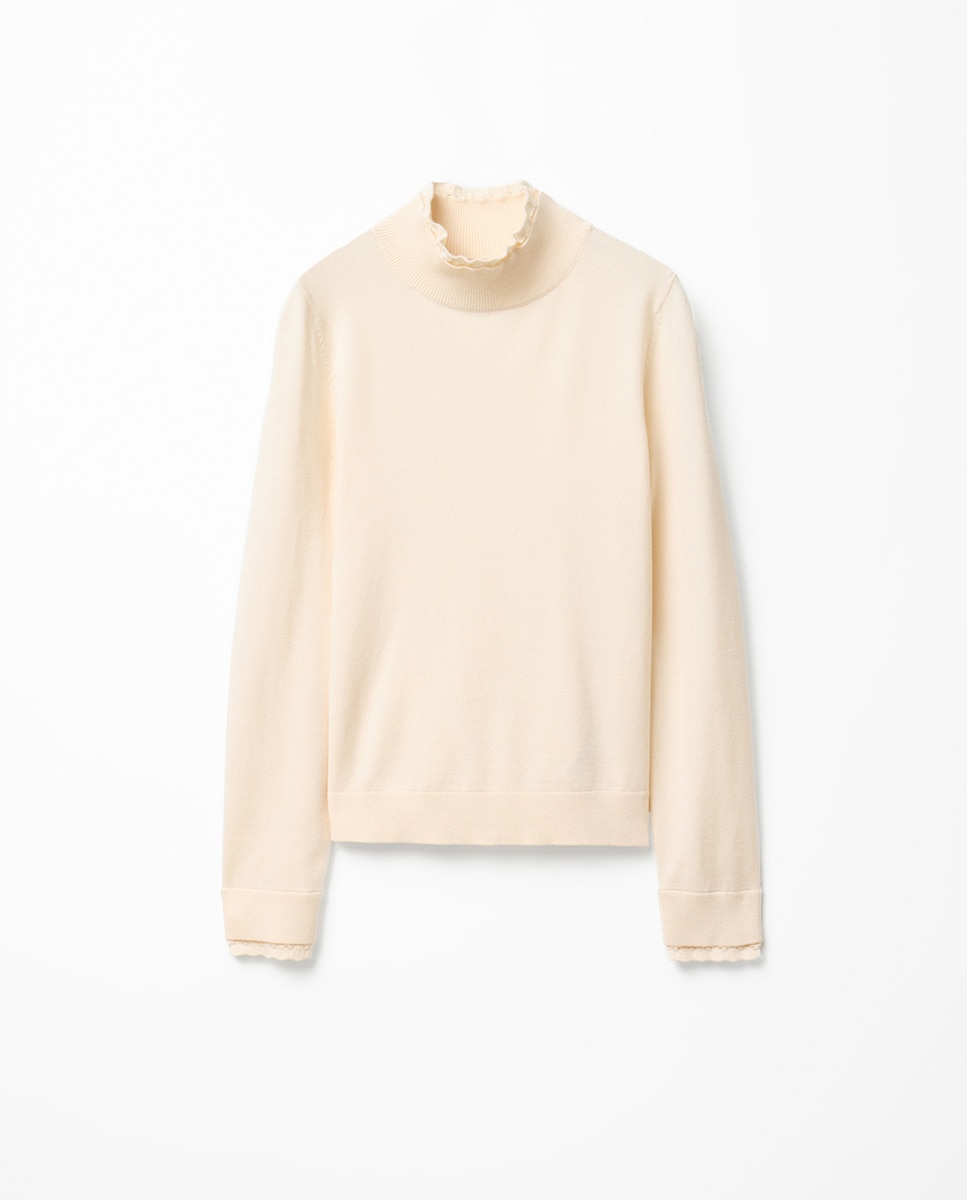 Camisola de Malha com Acabamentos Pointelle 120 Cru-6