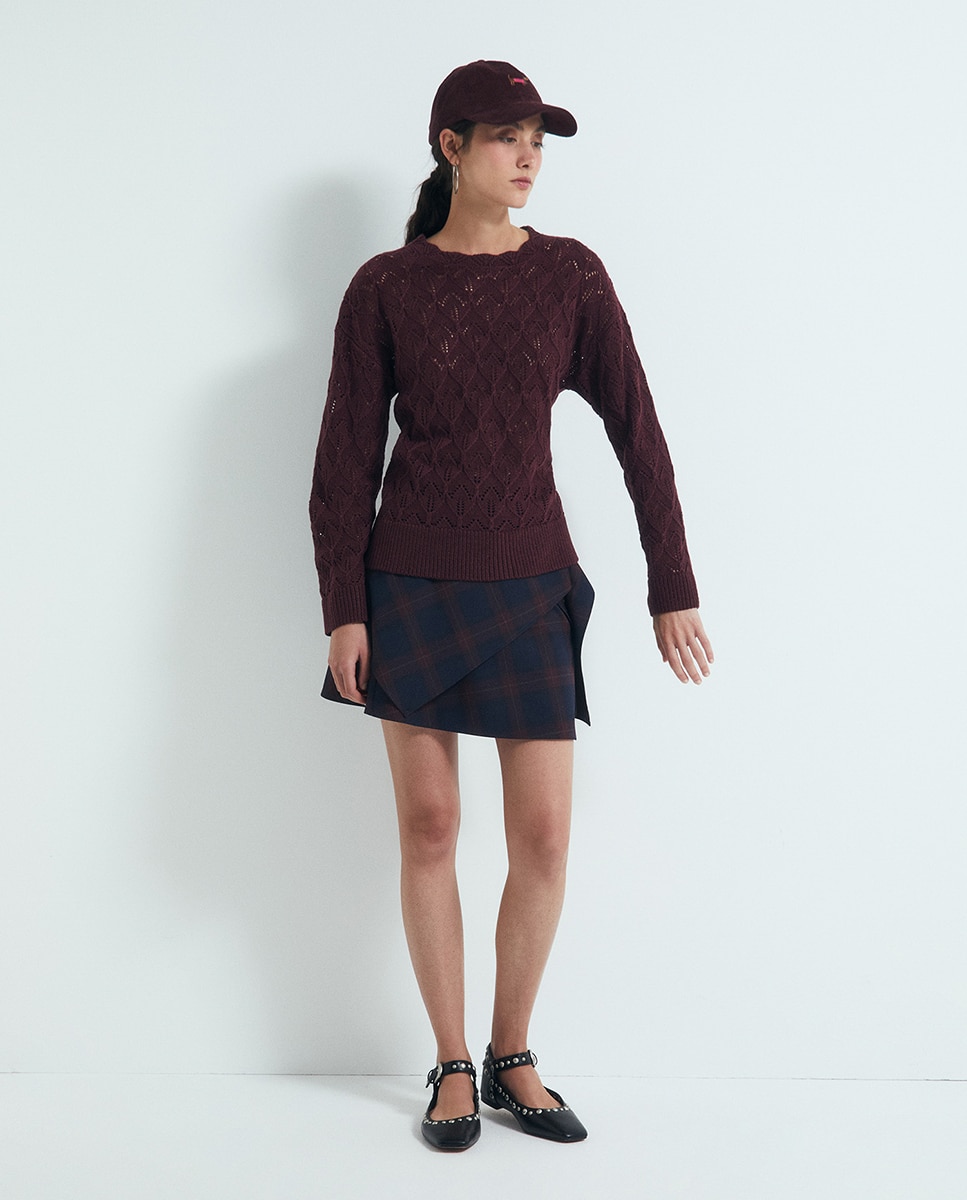 Camisola de malha com estrutura Bordeaux-3