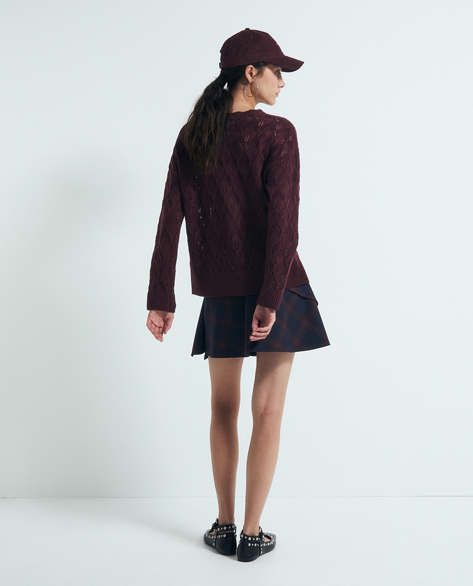 Camisola de malha com estrutura Bordeaux-4