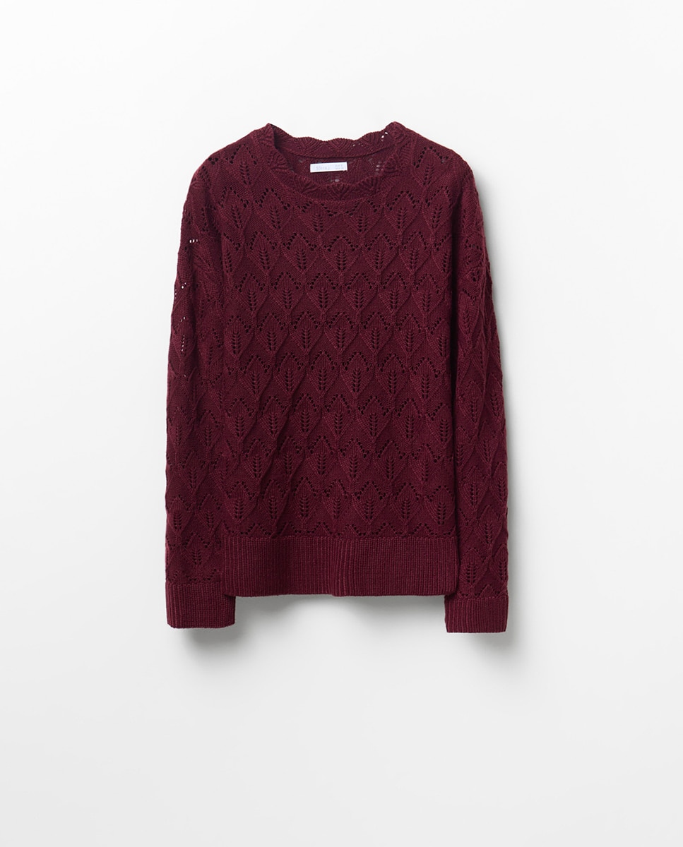 Camisola de malha com estrutura Bordeaux-5