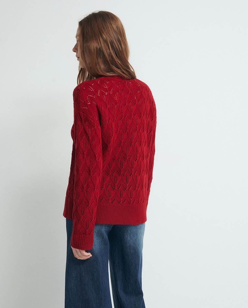 Camisola de malha com estrutura 600 Vermelho-3