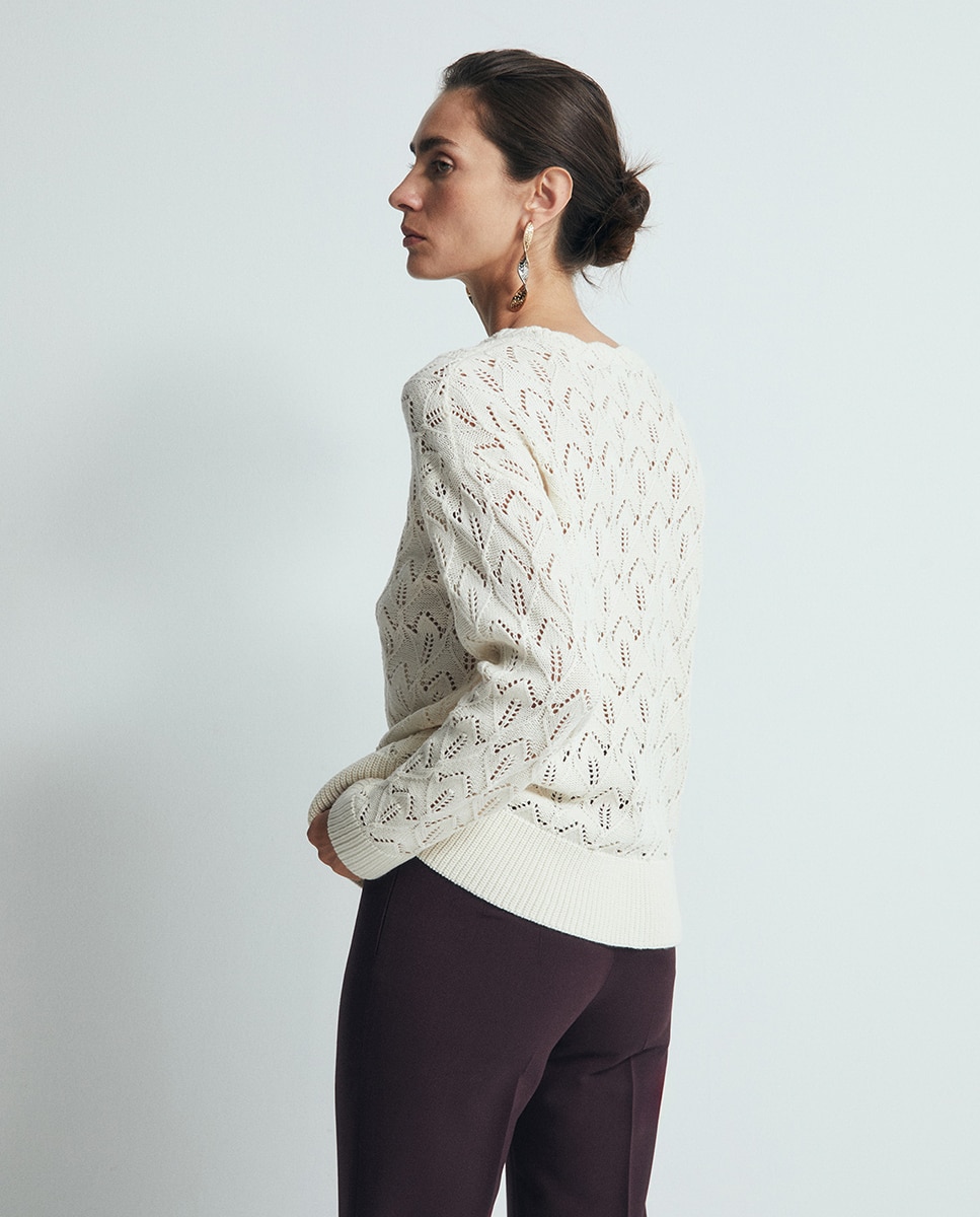 Camisola de malha com estrutura 120 Cru-4