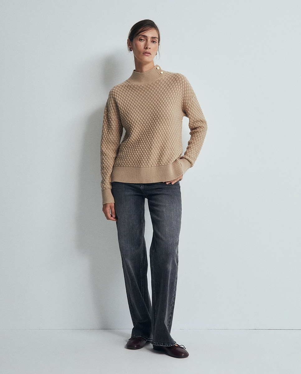 Camisola de malha com estrutura Vison Claro-3