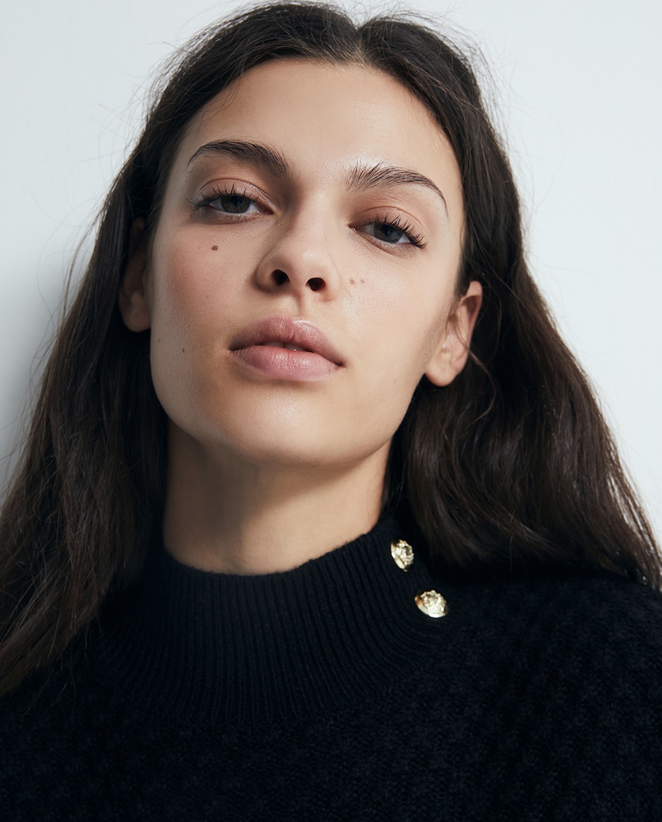 Camisola de malha com estrutura Preto-2