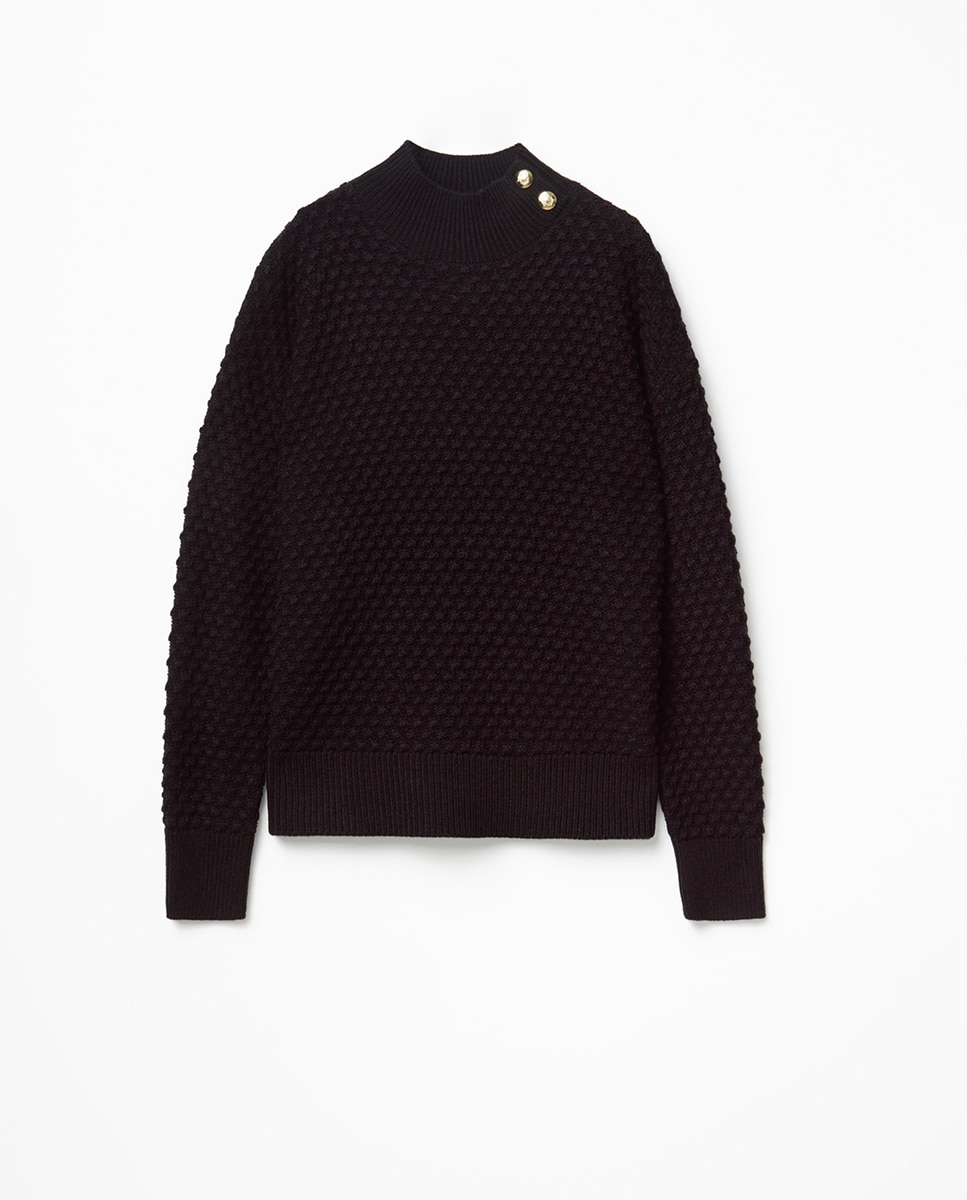 Camisola de malha com estrutura Preto-5
