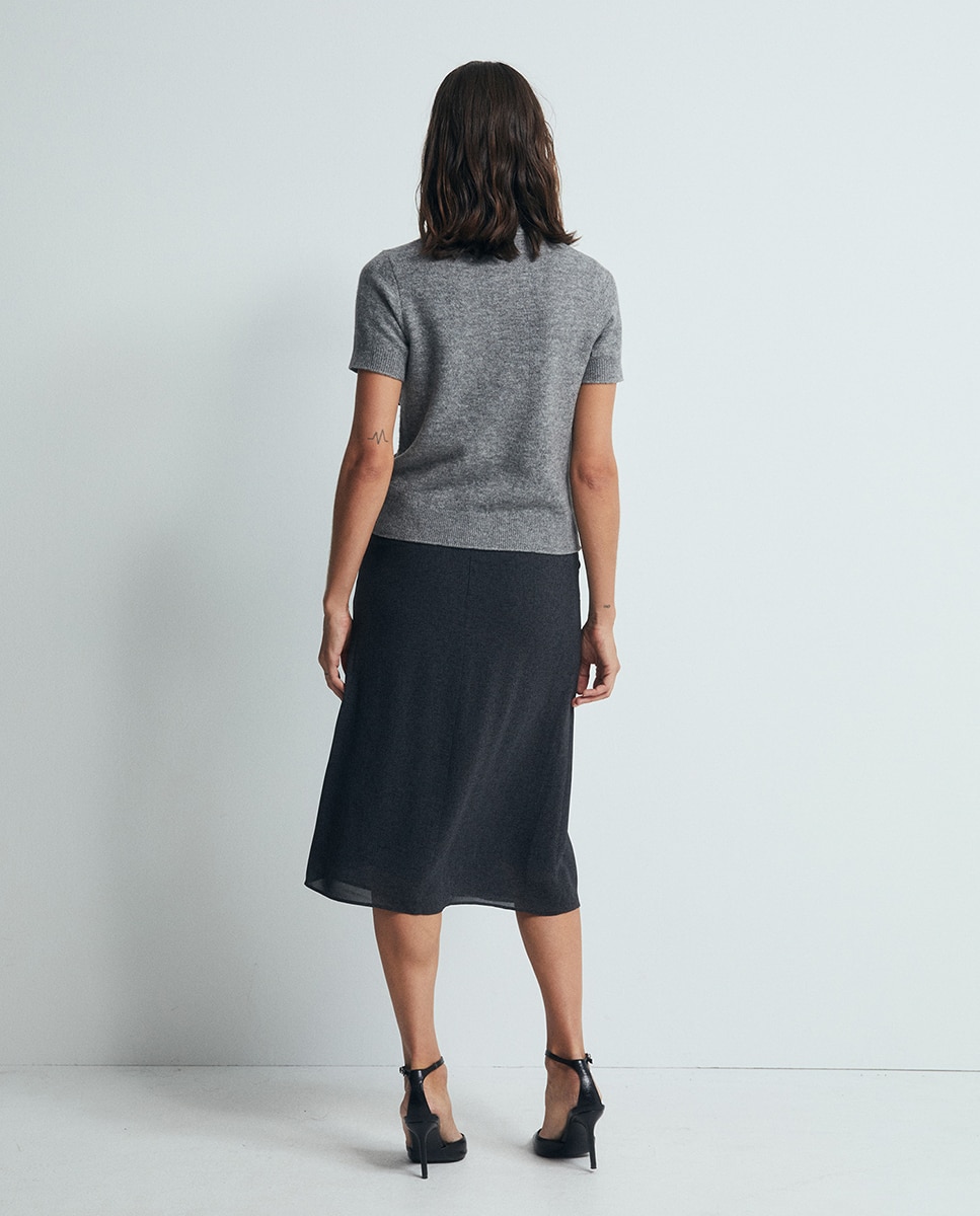 Camisola de Malha com Apliques Florais 820 Cinzento Médio-4