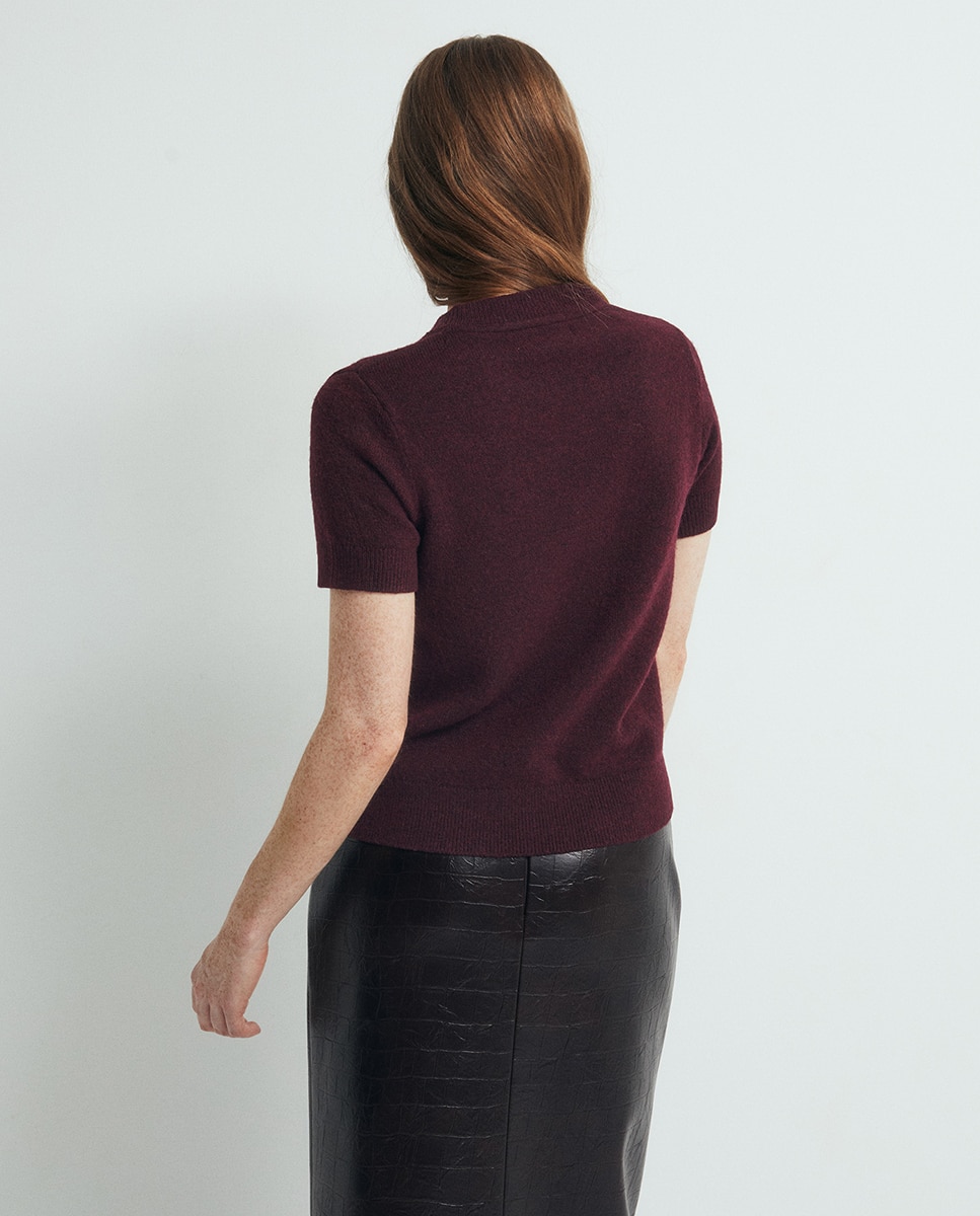 Camisola de Malha com Apliques Florais Bordeaux-4