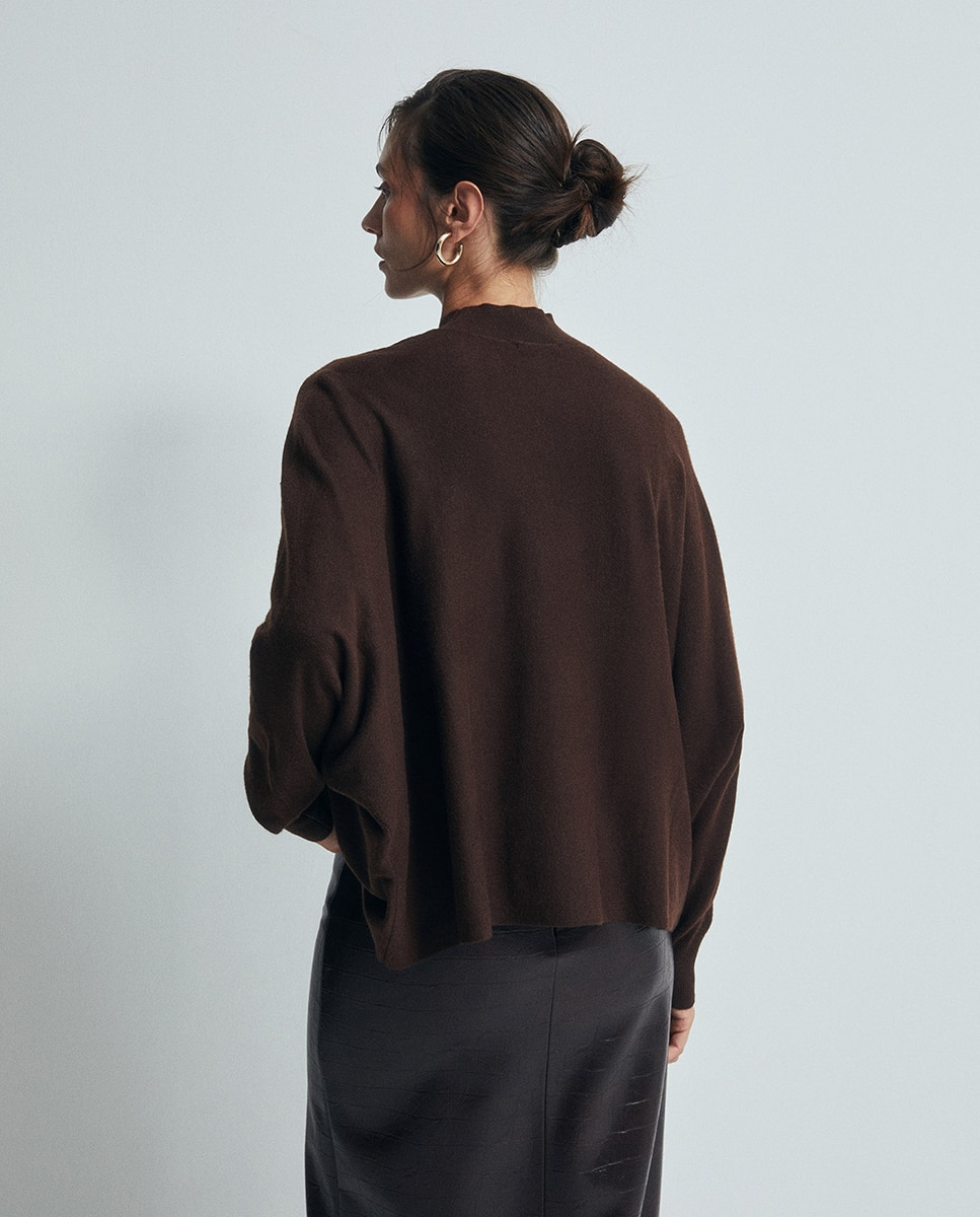 Imagen 4 de Jersey poncho cuello - Sfera - Chocolate Chocolate