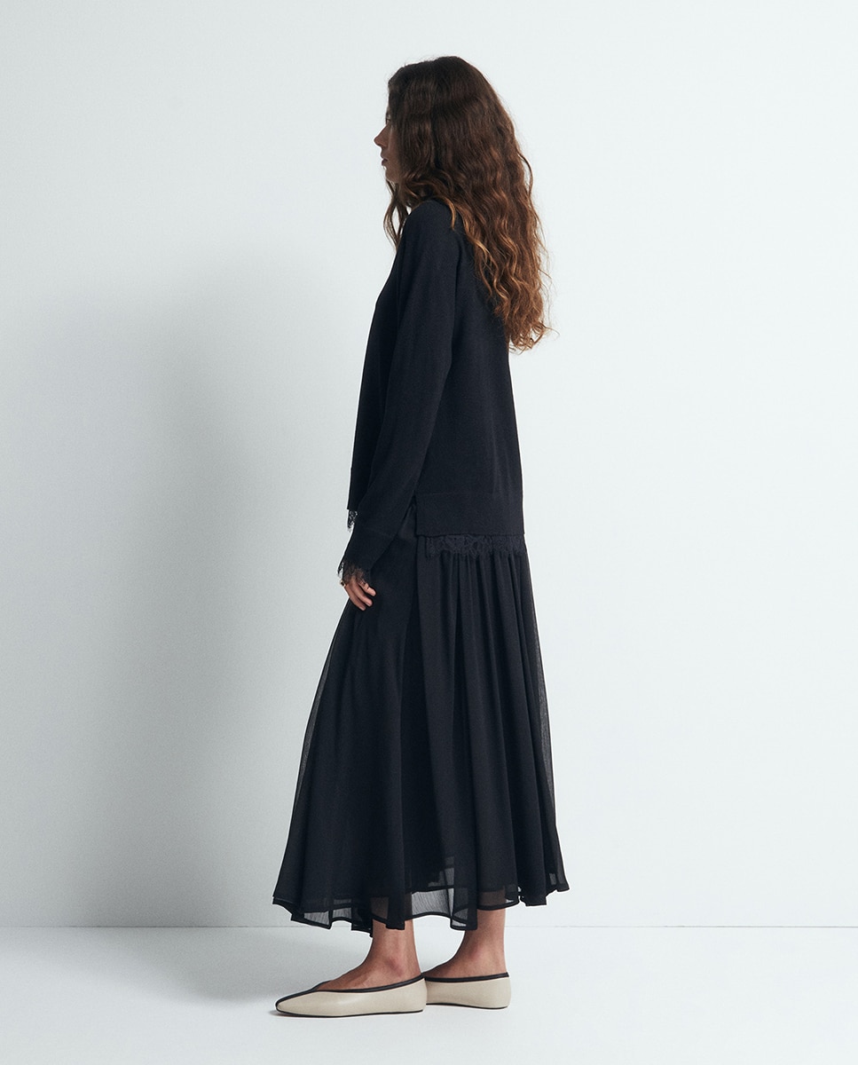 Jersey punto encaje - Sfera - Negro Negro-4